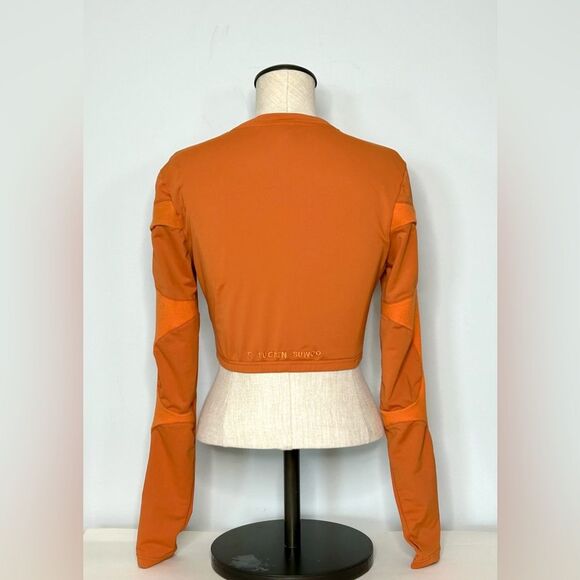 So Real GSUWOO GFS Long Sleeve Orange Ribbed Crop Top size Large - Picture 3 of 11